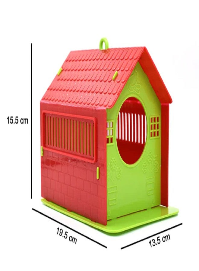 Mopslik - Plastic Bird House Nest for Balcony and Garden Hanging for Small Birds (Red Green Pack of 2) - Image 4